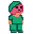 A small pixel-art surgeon blob